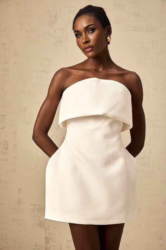 Eulalia White Off Shoulder Puff Skirt Mini Dress