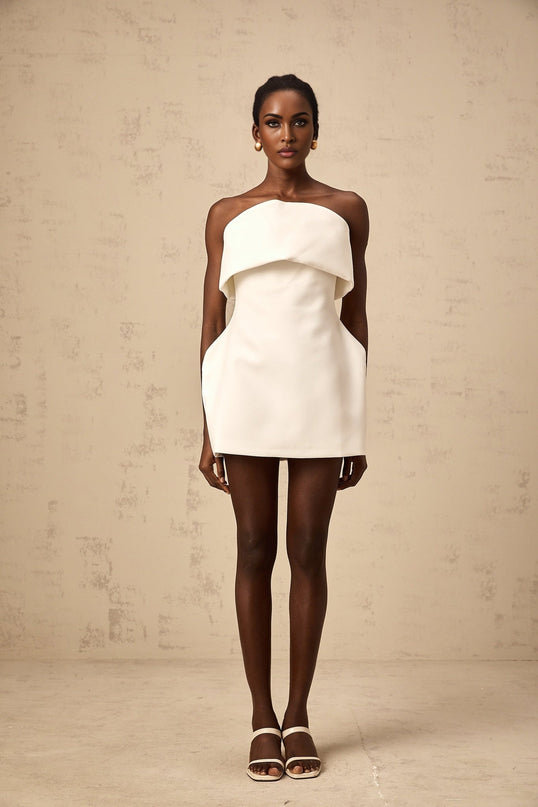 Eulalia White Off Shoulder Puff Skirt Mini Dress