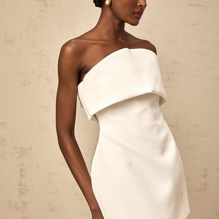 Eulalia White Off Shoulder Puff Skirt Mini Dress