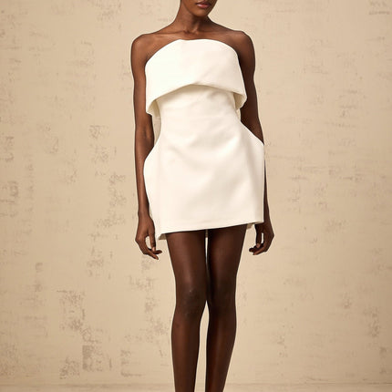 Eulalia White Off Shoulder Puff Skirt Mini Dress