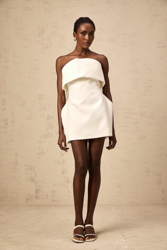 Eulalia White Off Shoulder Puff Skirt Mini Dress