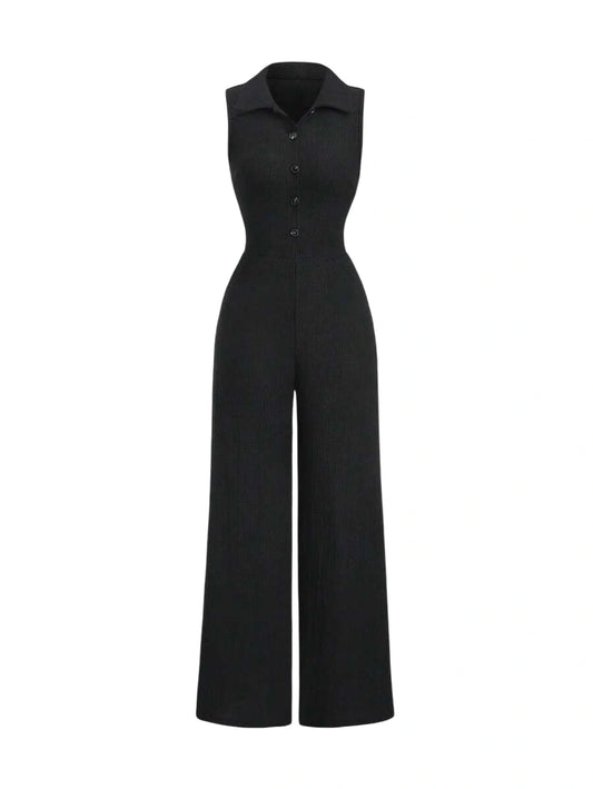 European And American Style Early Spring Black HighEnd Niche Shirt Collar Sleeveless WaistCinching