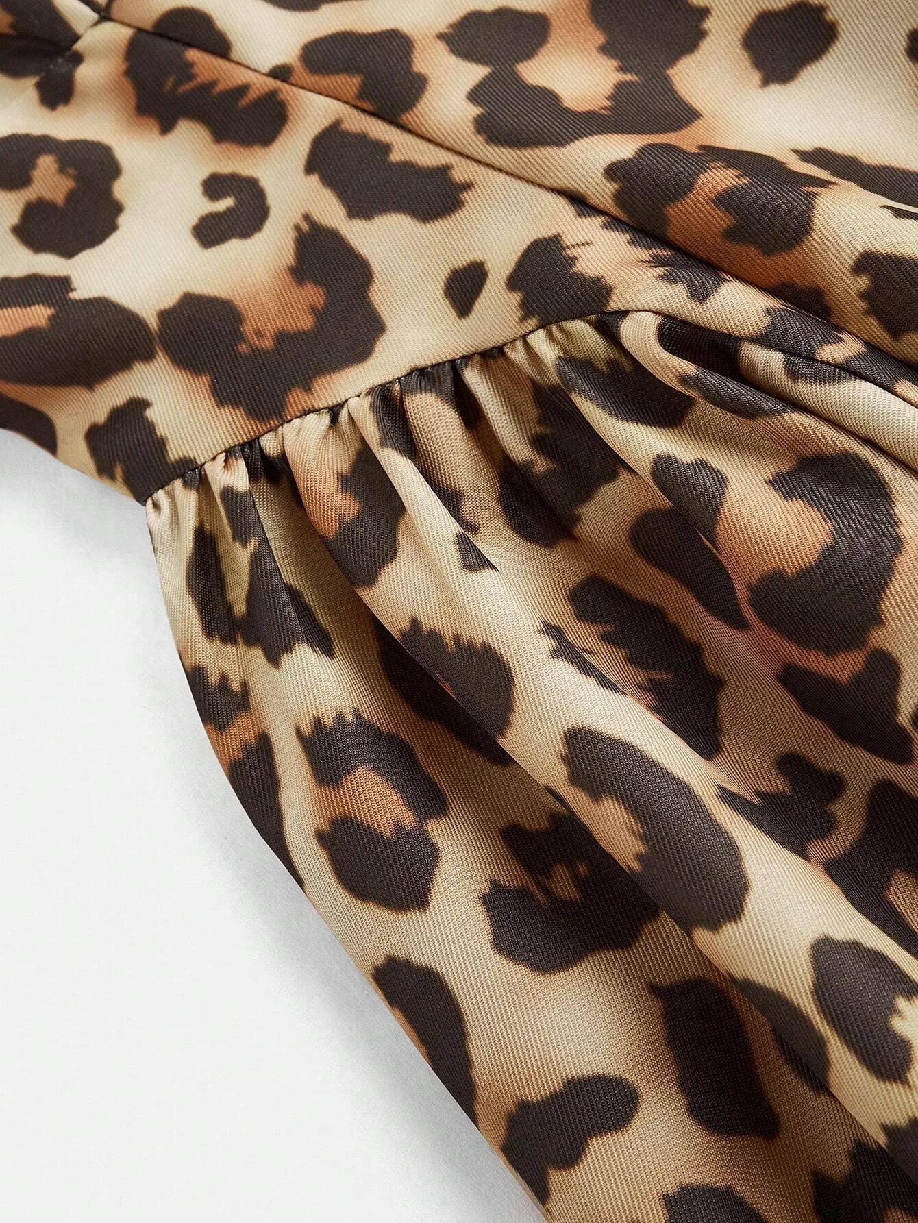 European And American Style Sexy Spaghetti Strap Leopard Print Rhinestone Embellished Waist