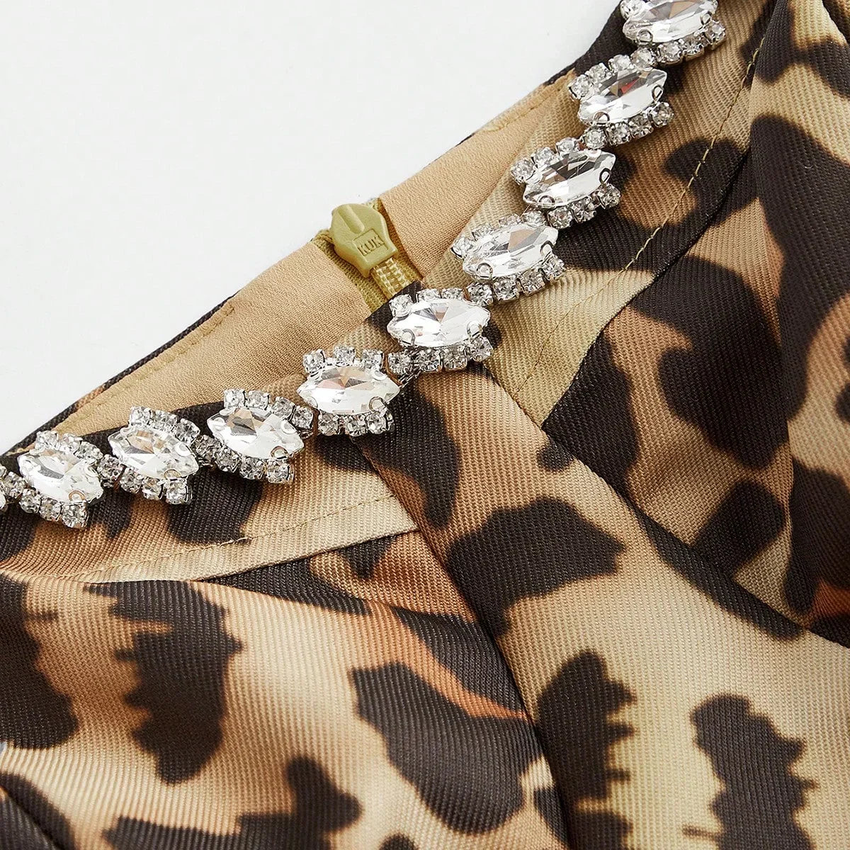 European And American Style Sexy Spaghetti Strap Leopard Print Rhinestone Embellished Waist