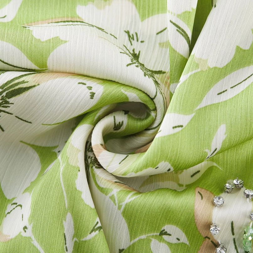 Éva floralprint crystalembellished midi dress