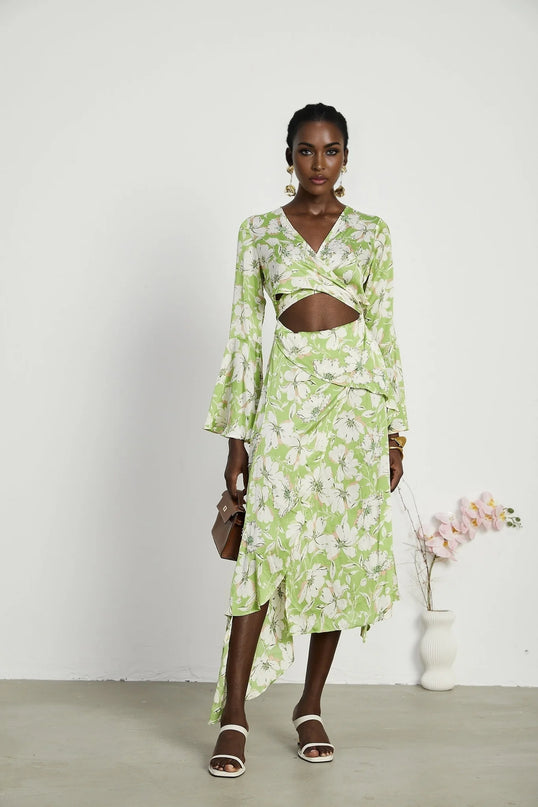 Éva floralprint crystalembellished midi dress