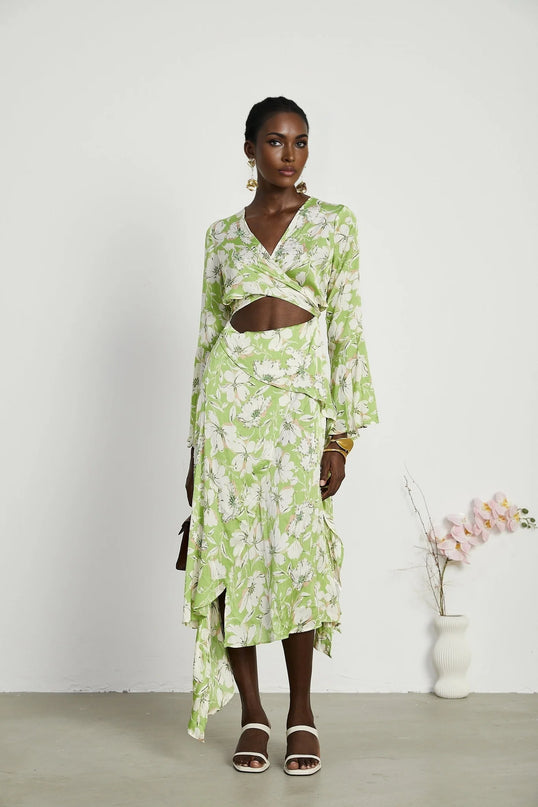 Éva floralprint crystalembellished midi dress