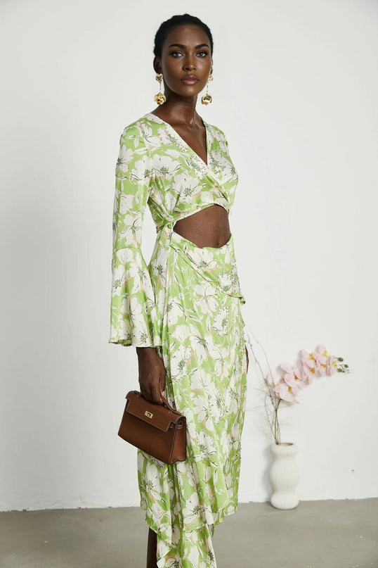 Éva floralprint crystalembellished midi dress