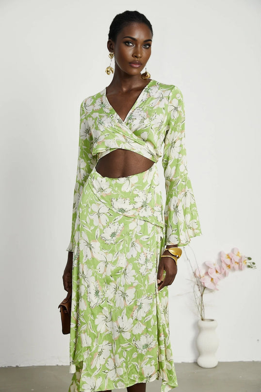 Éva floralprint crystalembellished midi dress