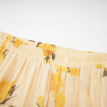 Éva yellow floralprint blouse  skirt matching set