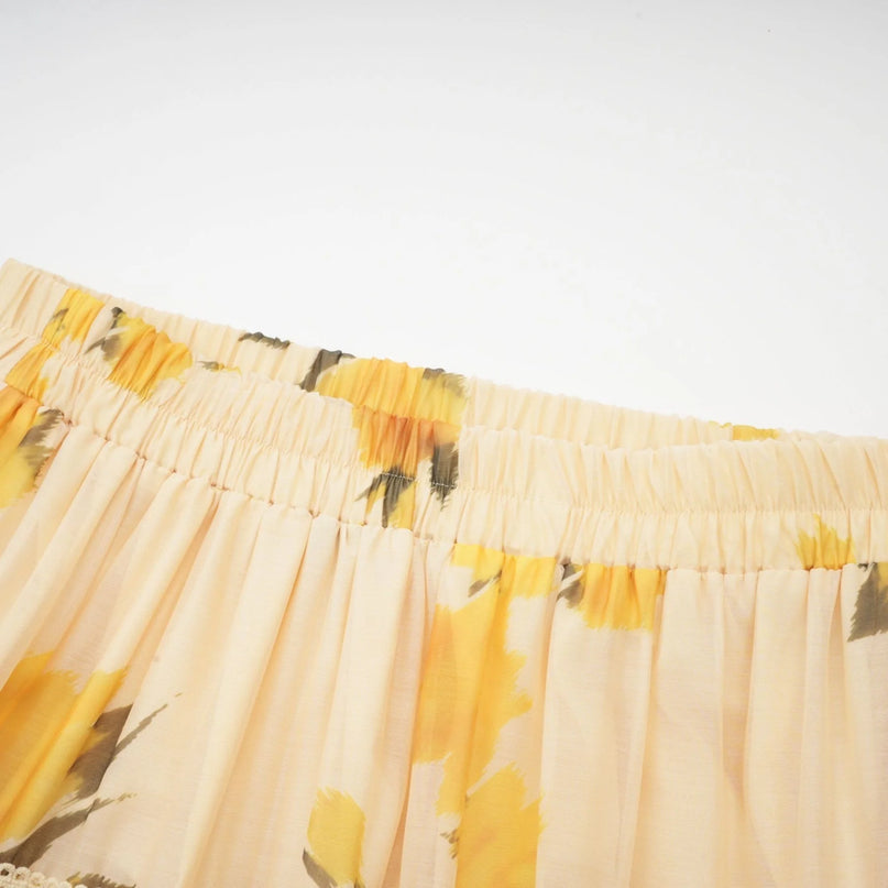 Éva yellow floralprint blouse  skirt matching set