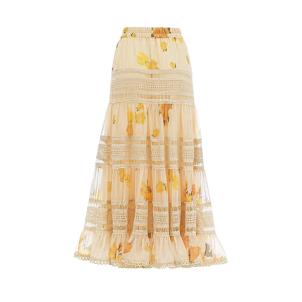 Éva yellow floralprint blouse  skirt matching set