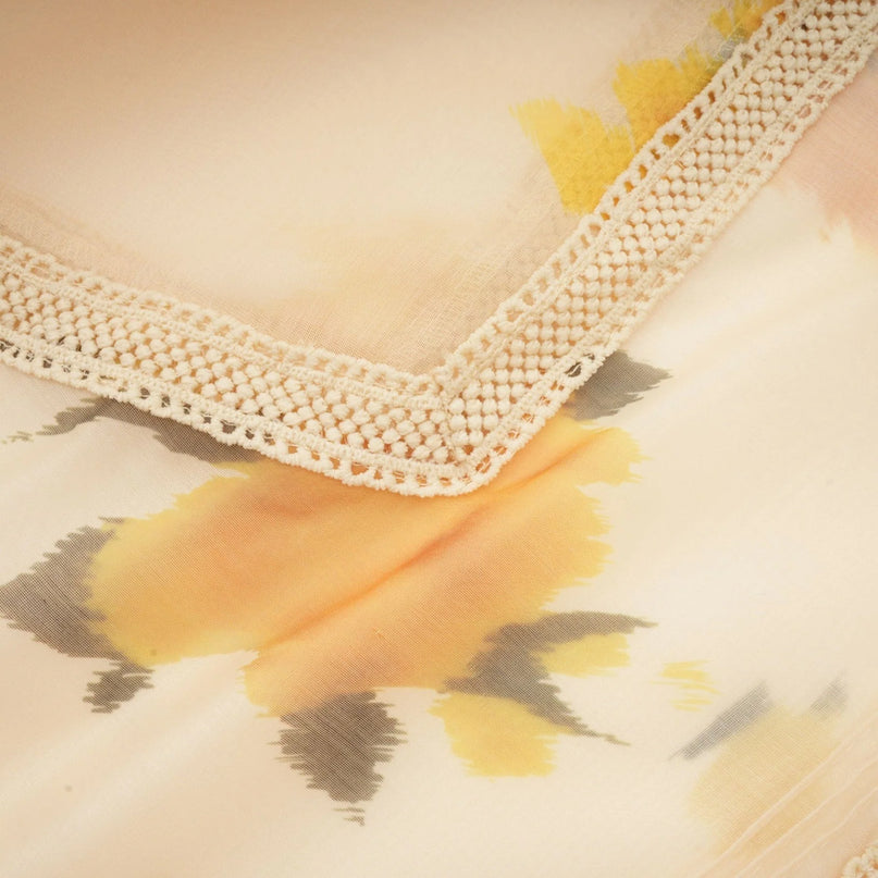 Éva yellow floralprint blouse  skirt matching set