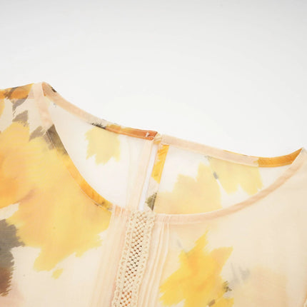 Éva yellow floralprint blouse  skirt matching set