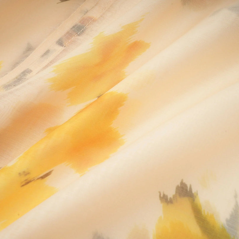 Éva yellow floralprint blouse  skirt matching set