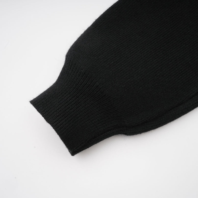 Everleigh Black Padded Jacket Batwing Duvet Knit Trim Recycled Polyamide Asymmetric Hem Belted Waist