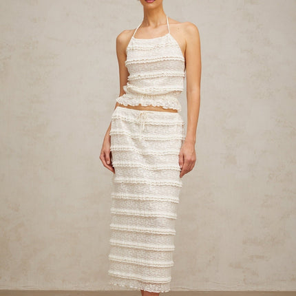 Everleigh Off White Lace Skirt Top Set Terylene Fiber Wedding Special Occasion