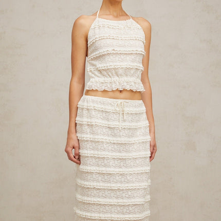 Everleigh Off White Lace Skirt Top Set
