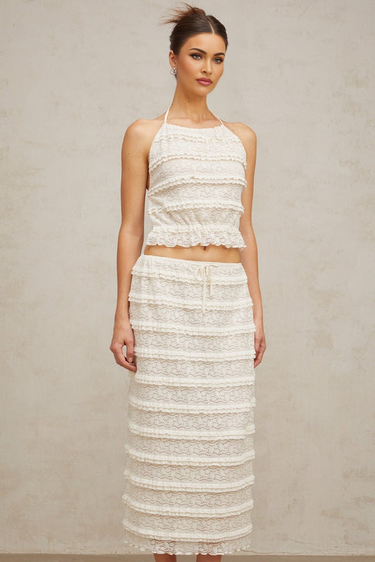 Everleigh Off White Lace Skirt Top Set