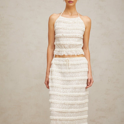 Everleigh Off White Lace Skirt Top Set