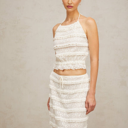 Everleigh Off White Lace Skirt Top Set