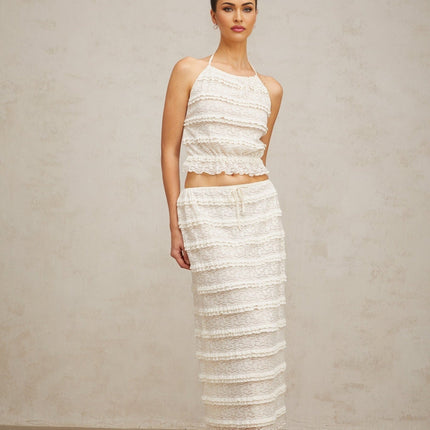 Everleigh Off White Lace Skirt Top Set