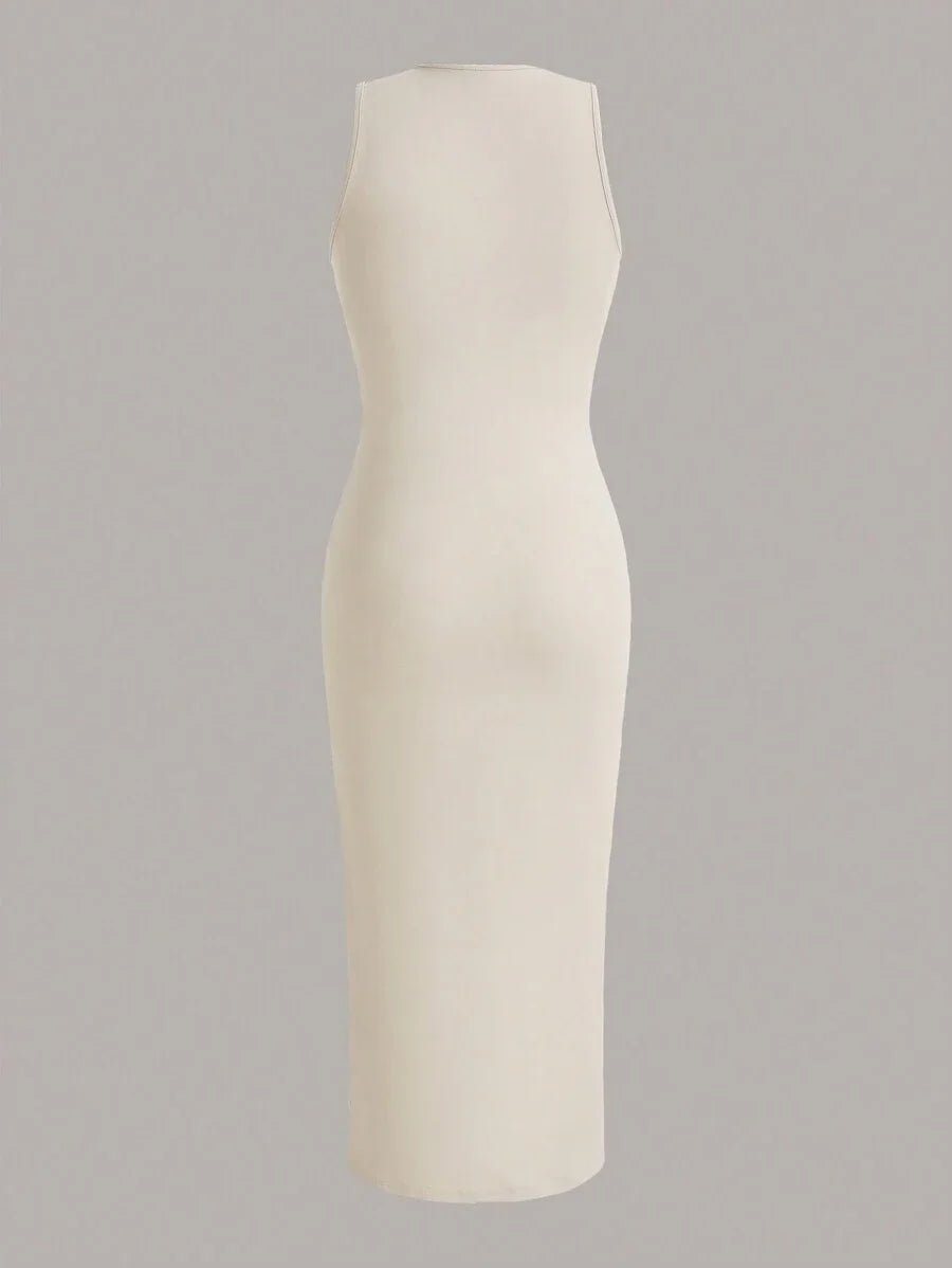 EZwear Solid Ribbed Knit Bodycon DressSummer Dresses Spring Clothes