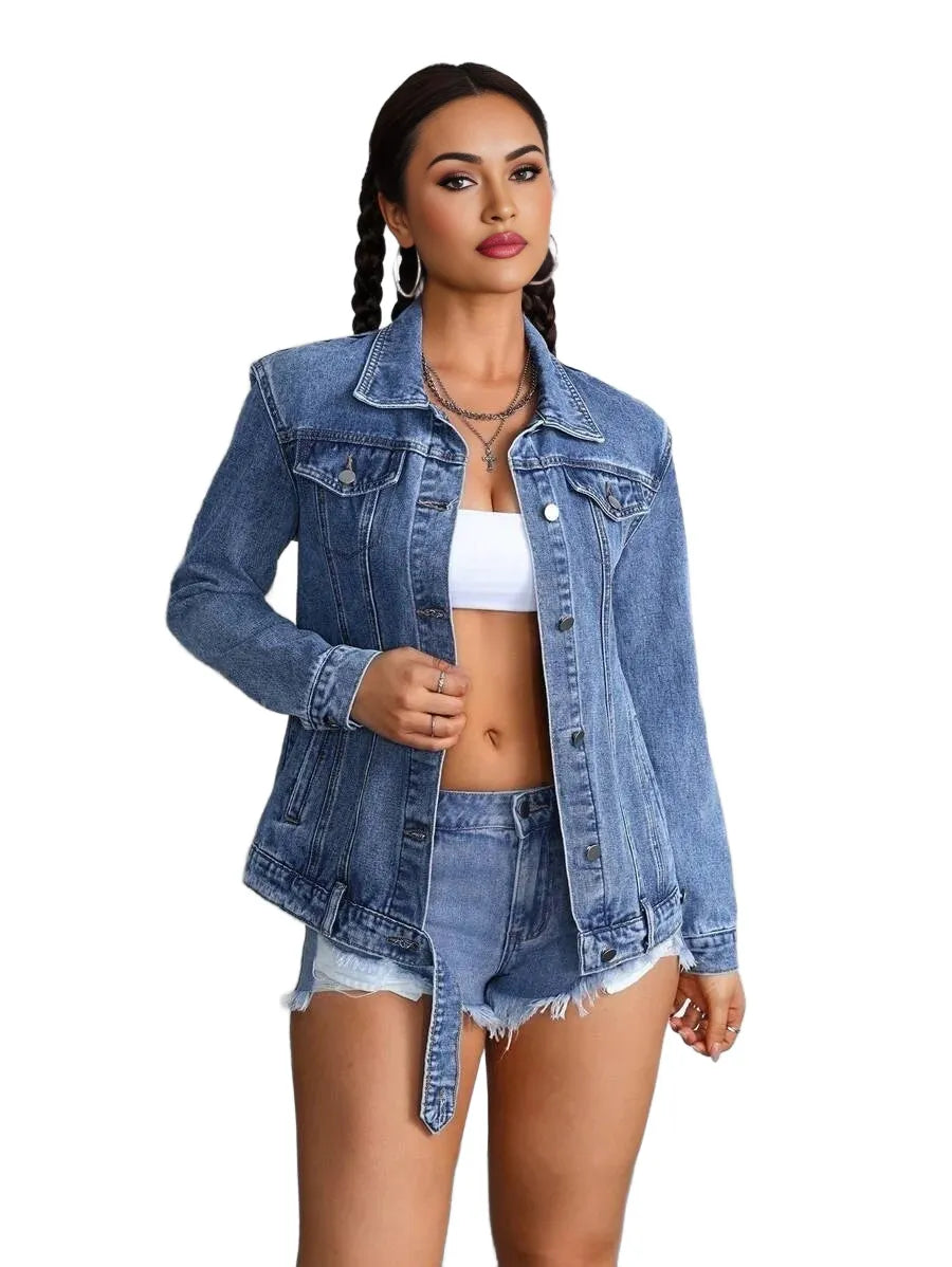 EZwear Womens Casual Denim Jacket Minimalist Fashion Everyday Wear