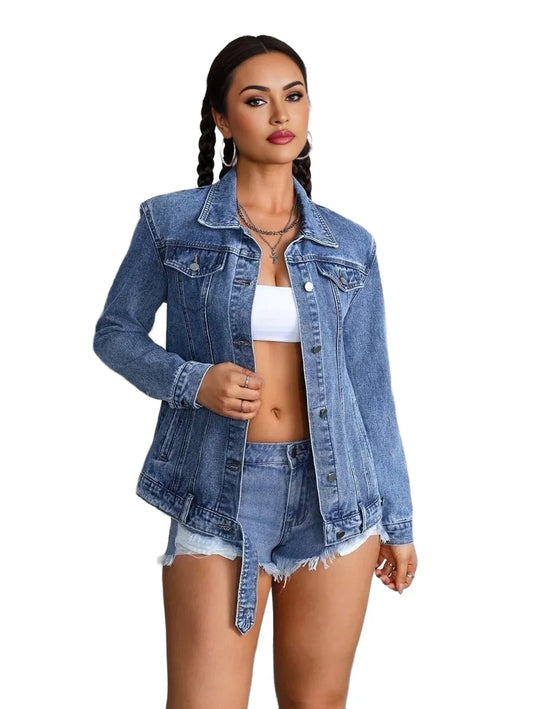 EZwear Womens Casual Denim Jacket Minimalist Fashion Everyday Wear