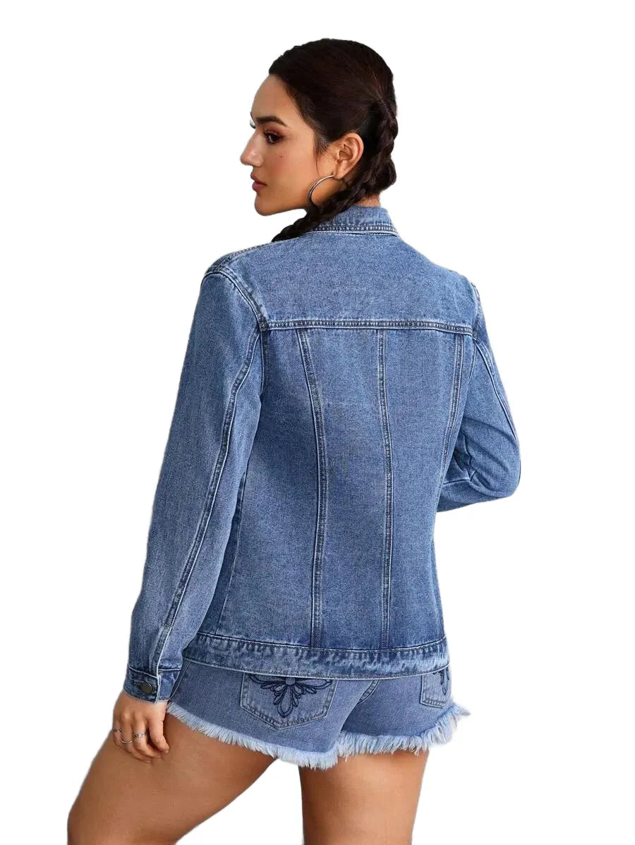 EZwear Womens Casual Denim Jacket Minimalist Fashion Everyday Wear