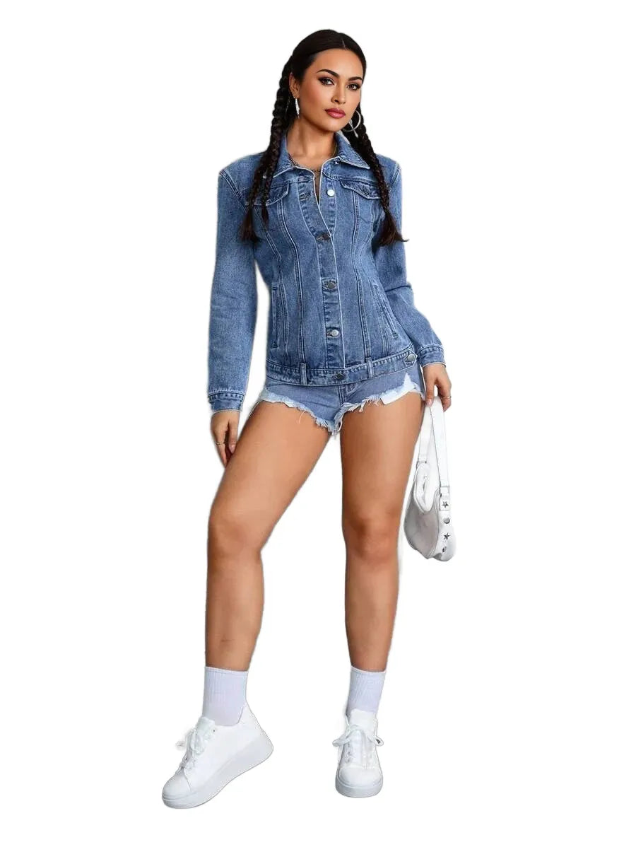 EZwear Womens Casual Denim Jacket Minimalist Fashion Everyday Wear