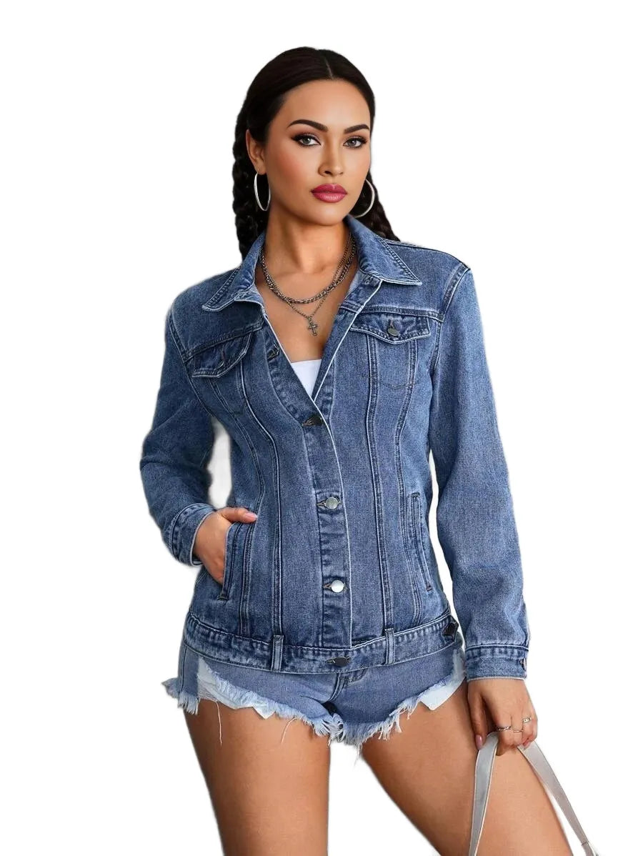 EZwear Womens Casual Denim Jacket Minimalist Fashion Everyday Wear