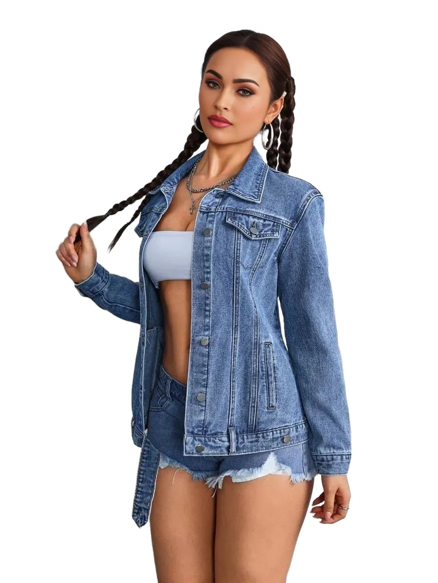 EZwear Womens Casual Denim Jacket Minimalist Fashion Everyday Wear