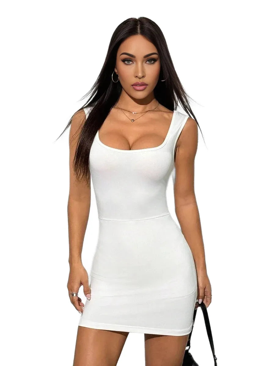 EZwear Womens New Round Neck Solid White Fitted Jumpsuit