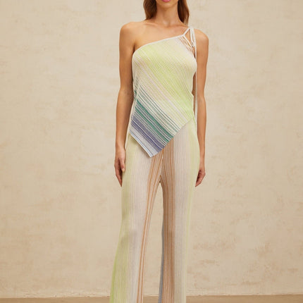 Fabiana Green Sequin Stripe Top Trousers Set