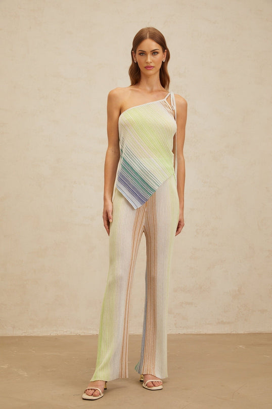 Fabiana Green Sequin Stripe Top Trousers Set