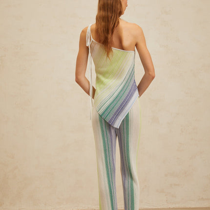 Fabiana Green Sequin Striped Top and Trousers Set