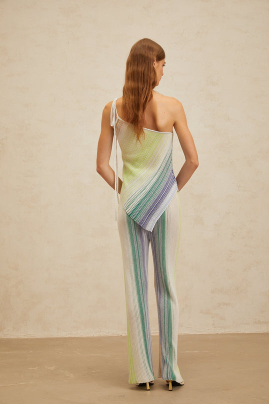 Fabiana Green Sequin Striped Top and Trousers Set