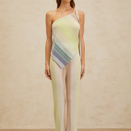 Fabiana Green Sequin Striped Top Trousers Set