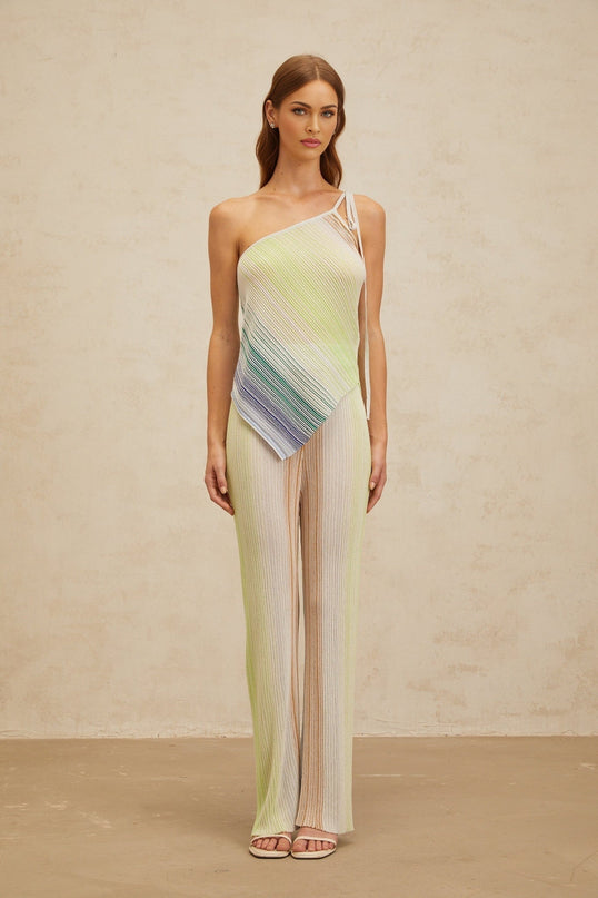 Fabiana Green Sequin Striped Top Trousers Set