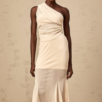 Fabiana Neutrals Top Skirt Set stretch design godet mermaid hem midi length lined ensemble fashion-forward individual