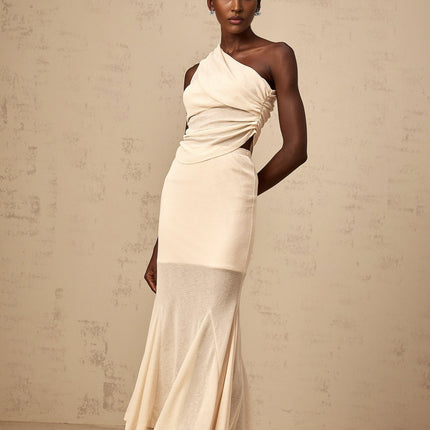 Fabiana Neutrals Top Skirt Set elegant stretch design godet mermaid hem midi length lined flattering fashion-forward