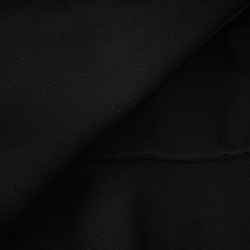 Fabienne black embellished ruffled knitted mini dress