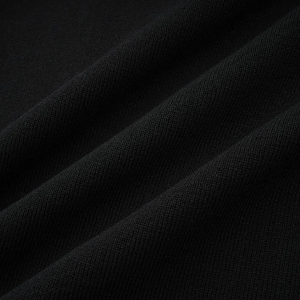 Fabienne black embellished ruffled knitted mini dress