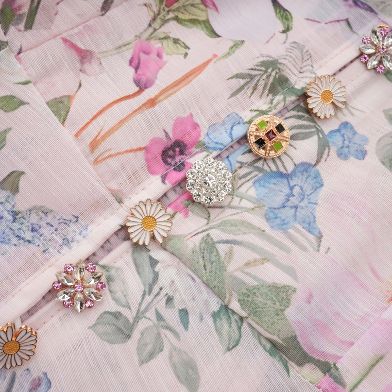 Fabienne lightpink floralprint mini dress