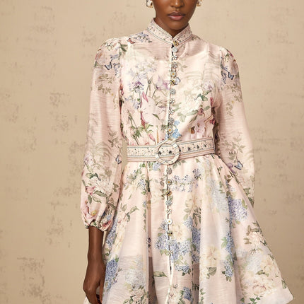 Fabienne lightpink floralprint mini dress