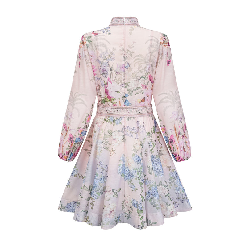 Fabienne lightpink floralprint mini dress