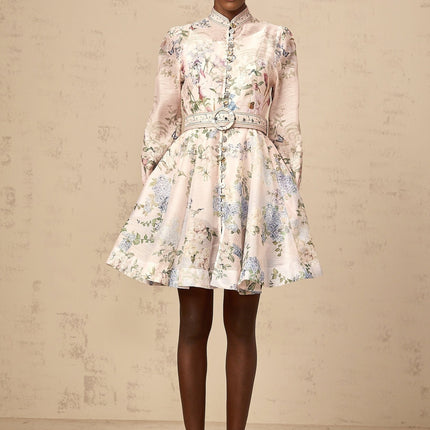 Fabienne lightpink floralprint mini dress