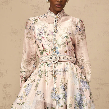 Fabienne lightpink floralprint mini dress