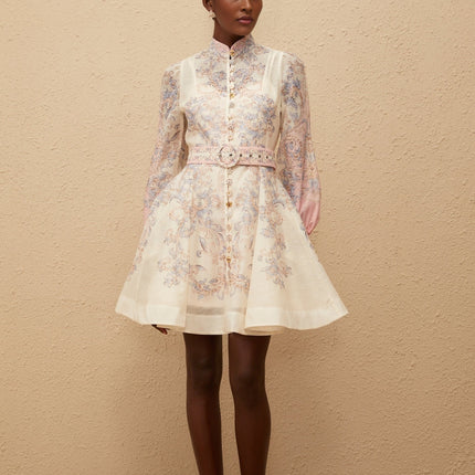 Fabienne Neutral Floral Print Mini Dress